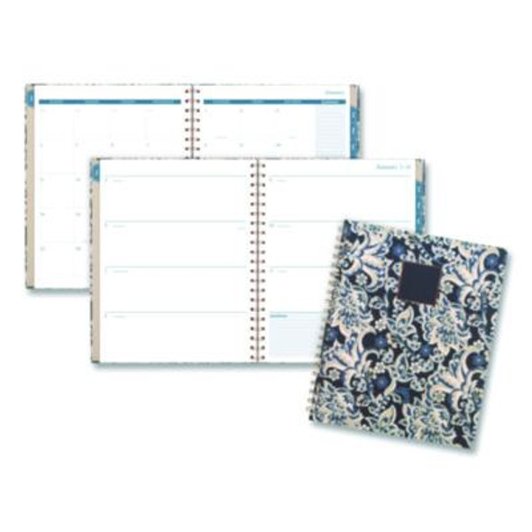 Elizabeth Weekly/Monthly Planner, 11 x 8.5, Floral Artwork, Blue Cover, 12-Month  (Jan-Dec): 2026