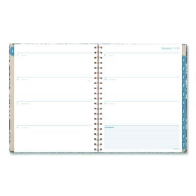 Elizabeth Weekly/Monthly Planner, 11 x 8.5, Floral Artwork, Blue Cover, 12-Month  (Jan-Dec): 2026