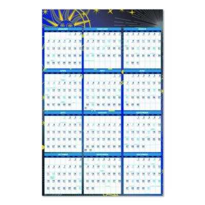 Recycled Stargazer Laminated Wall Planner, Celestial Artwork, 24 x 37, White/Blue/Gold Sheets, 12-Month (Jan To Dec): 2026