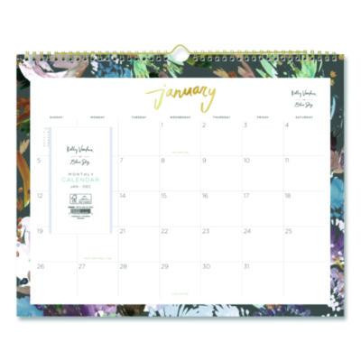Midnight Garden Monthly Wall Calendar, 15 x 12, Floral Artwork, White/Multicolor Sheets, 12-Month (Jan To Dec): 2026