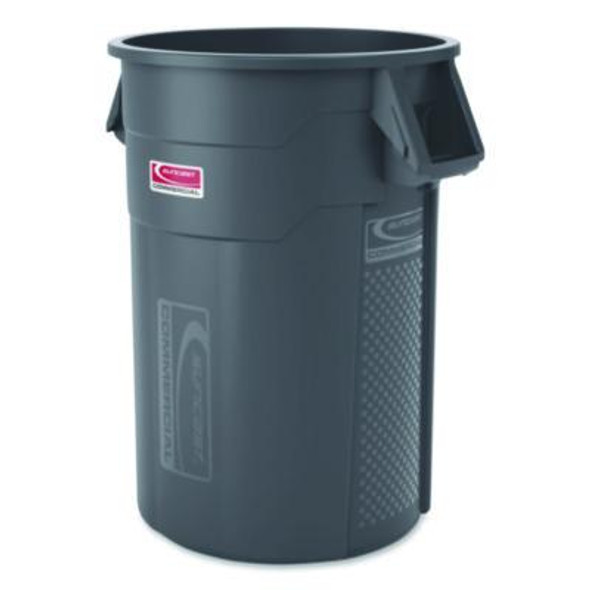 Injection Molded Utility Trash Can, 44 Gal, Plastic/Resin, Gray
