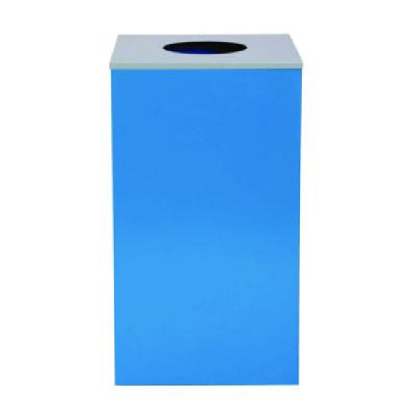 29 Gallon Trash/Recycling Cans, Steel, Blue Can With Circle Lid