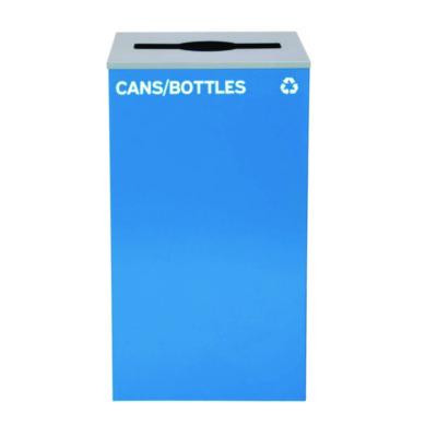 29 Gallon Trash/Recycling Cans, Steel, Blue Cans/Bottles Recycling Can With Mixed Lid
