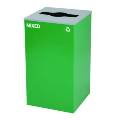 29 Gallon Trash/Recycling Cans, Steel, Green Mixed Recycling Can With Mixed Lid