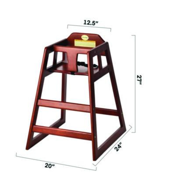 Wooden Stackable High Chair, Supports Up To 50 Lb, 29.02" h, Mahogany
