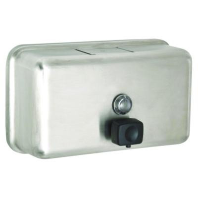 Horizontal Manual Surface-Mounted Stainless Steel Liquid Soap Dispenser, 40 Oz, 2.8 x 8.1 x 4.8, Brushed Stainless Steel