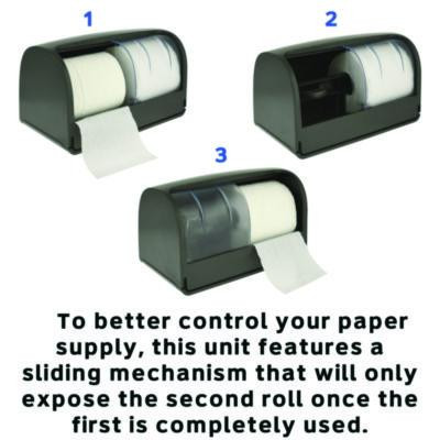 Side-By-Side Double Roll Toilet Tissue Dispenser, 6.3 x 6.3 x 10.3, Gray