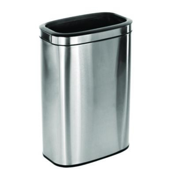 Stainless Steel Rectangular Liner Open Top Trash Can, 10.5 Gal, Brushed Stainless Steel