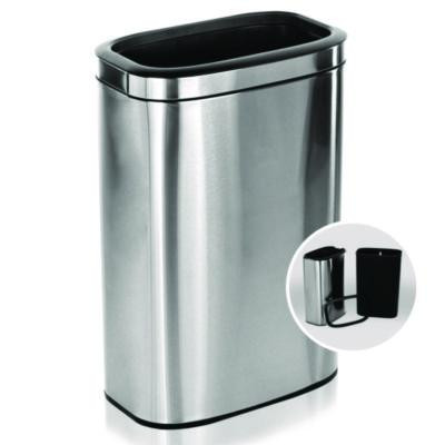 Stainless Steel Rectangular Liner Open Top Trash Can, 10.5 Gal, Brushed Stainless Steel