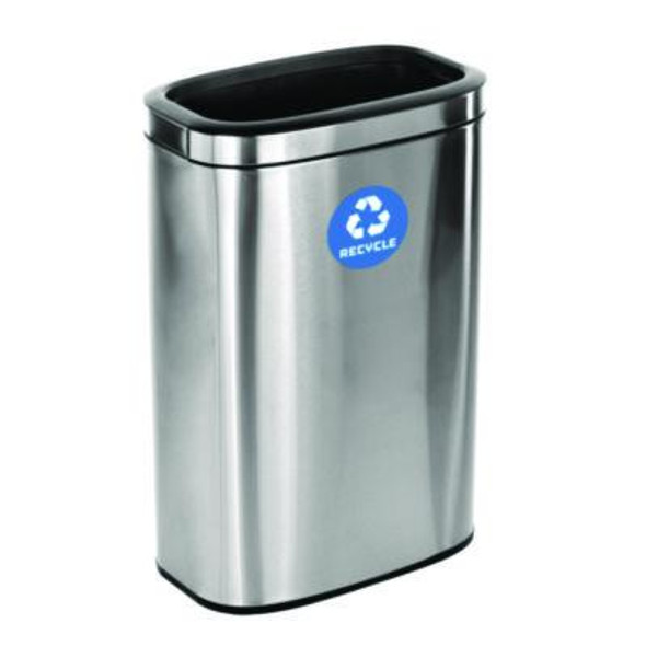 10.5 Gallon Slim Recycling Can, Brushed Stainless Steel