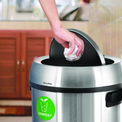 17 Gallon Stainless Steel Indoor Compost Receptacle With Swivel Lid
