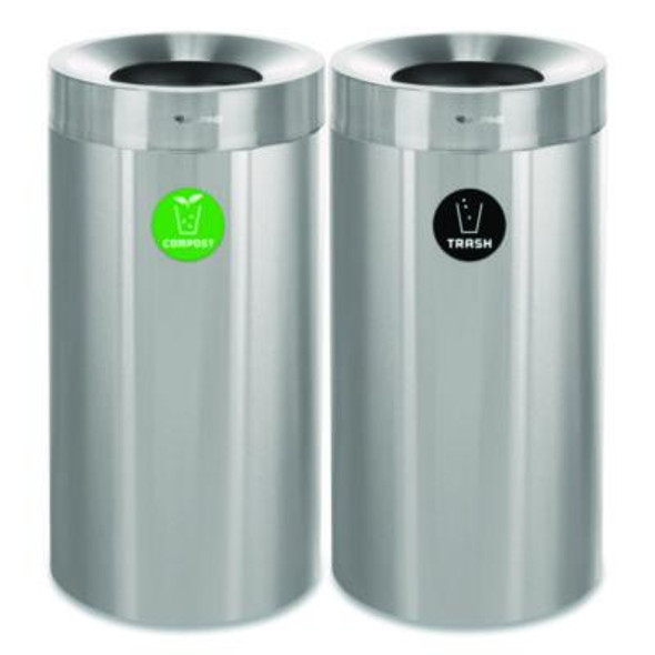 27 Gallon Stainless Steel Compost Bin And Trash Can, Brushed Stainless Steel