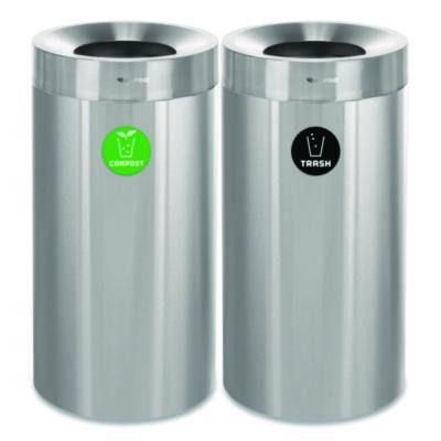 27 Gallon Stainless Steel Compost Bin And Trash Can, Brushed Stainless Steel