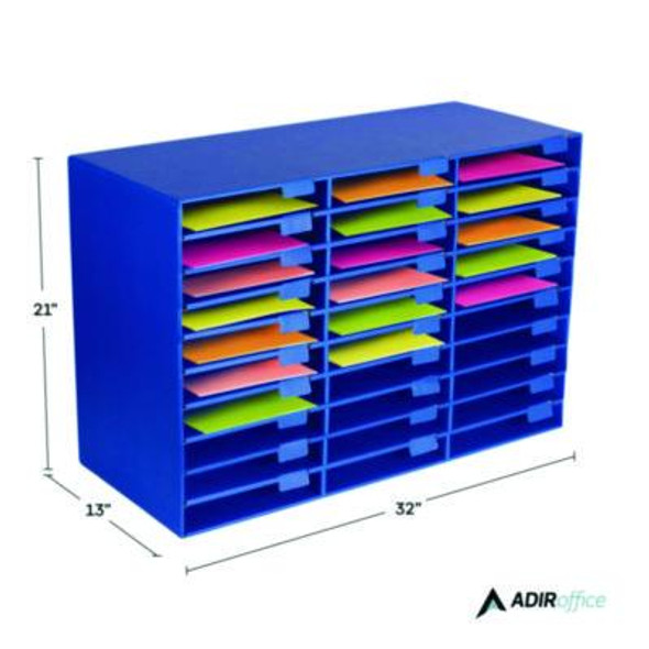 File Classroom Literature Organizer, 30 Sections, Letter Size, 32 x 13 x 21, Blue