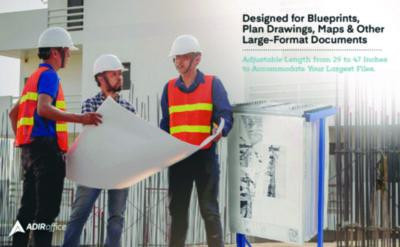 Expandable Blueprint Storage Cabinet Mobile Plan Center, Assorted Document Sizes, 20.5" x 28" To 46.5" x 50.75", Blue