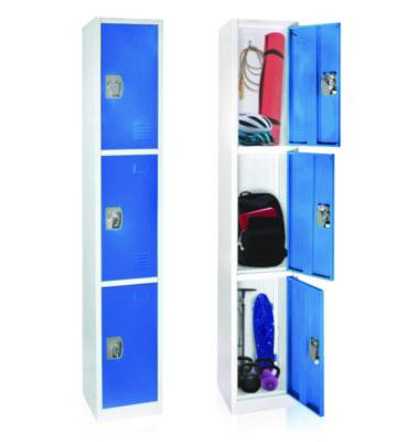 Steel Storage Locker, 3 Compartment, 12 x 12 x 72, Blue