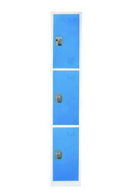 Steel Storage Locker, 3 Compartment, 12 x 12 x 72, Blue