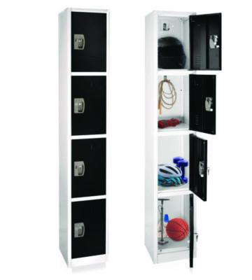 Steel Storage Locker, 4 Compartment, 12 x 12 x 72, Black