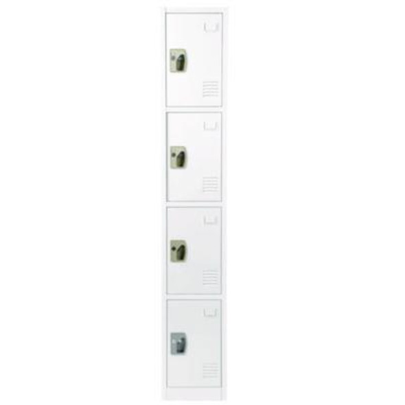 Steel Storage Locker, 4 Compartment, 12 x 12 x 72, White