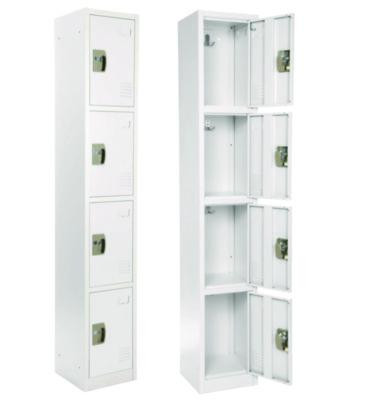 Steel Storage Locker, 4 Compartment, 12 x 12 x 72, White