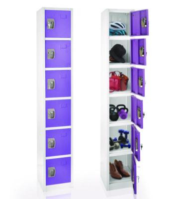 Steel Storage Locker, 6 Compartment, 12 x 12 x 72, Purple