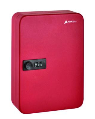 Steel Heavy-Duty Key Cabinet With Combination Lock, 48-Key, 7.1 x 3 x 10, Stainless Steel 304, Red