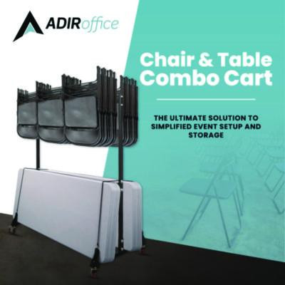 Folding Chair And Table Combo Cart, Metal, 600 Lb Capacity, 33.7 x 65 x 67, Black