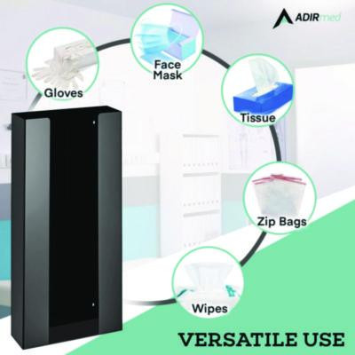 Acrylic Glove Dispenser, Quad Box Capacity, 10.2 x 3.5 x 21.1, Black