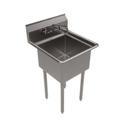 Stainless Steel Sink And Faucet Bundle, Sink/Faucet/Faucet Mounting Kit/Drain, 18" L x 18" W x 14" D