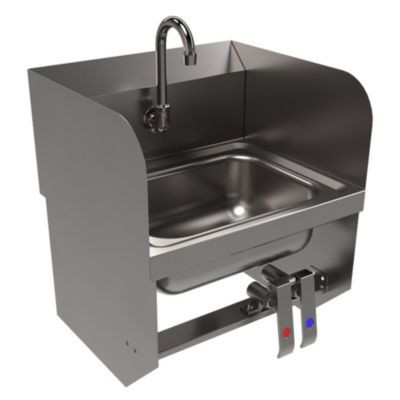 Stainless Steel Hand Sink With Side Splashes, 14" l x 10" w x 5" d