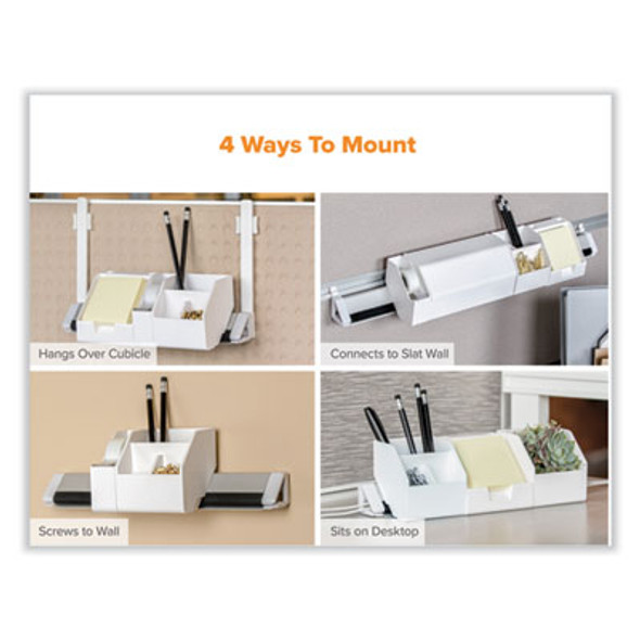 Konnect Desk Organizer And Cable Management 17-Piece Kit, Plastic, White