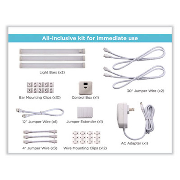 Led Dimmable Under Counter Lighting With Motion Sensor Three-Bar Kit, 0.78w x 0.39h