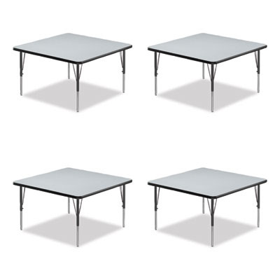 Adjustable Activity Tables, Square, 48" x 48" x 19" To 29", Gray Top, Black Legs, 4/Pallet