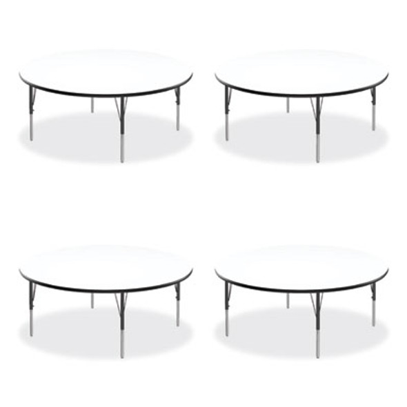 Markerboard Activity Tables, Round, 60" x 19" To 29", White Top, Black/Silver Legs, 4/Pallet