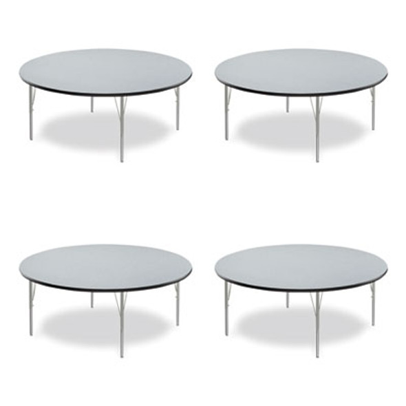 Height Adjustable Activity Tables, Round, 60" x 19" To 29", Gray Granite Top, Gray Legs, 4/Pallet