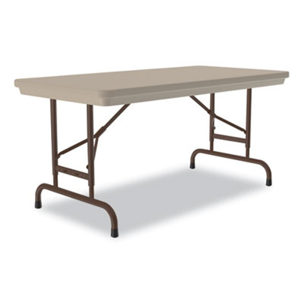 Adjustable Folding Table, Rectangular, 48" x 24" x 22" To 32", Mocha Granite Top, Brown Legs, /Pallet