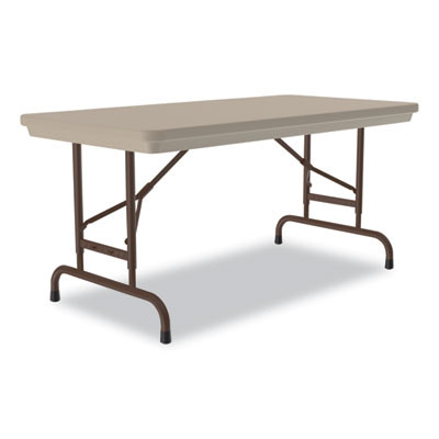 Adjustable Folding Table, Rectangular, 48" x 24" x 22" To 32", Mocha Granite Top, Brown Legs, /Pallet