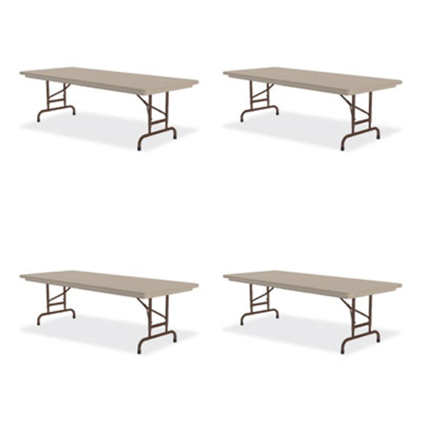 Adjustable Folding Tables, Rectangular, 60" x 30" x 22" To 32", Mocha Granite Top, Brown Legs, 4/Pallet