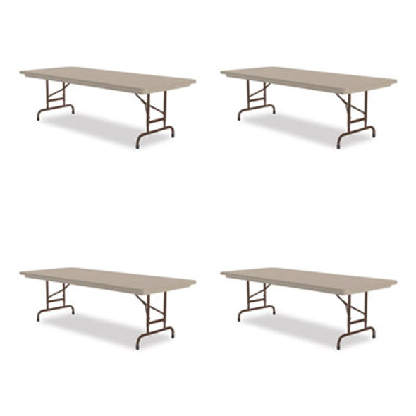 Adjustable Folding Tables, Rectangular, 72" x 30" x 22" To 32", Mocha Granite Top, Brown Legs, 4/Pallet