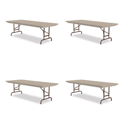Adjustable Folding Tables, Rectangular, 72" x 30" x 22" To 32", Mocha Granite Top, Brown Legs, 4/Pallet