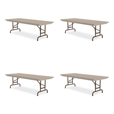 Adjustable Folding Tables, Rectangular, 96" x 30" x 22" To 32", Mocha Granite Top, Brown Legs, 4/Pallet