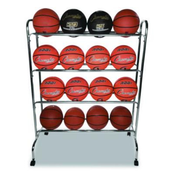 Powder-Coated Ball Cart, Metal, 132 Lb Capacity, 17 x 41 x 53, Silver