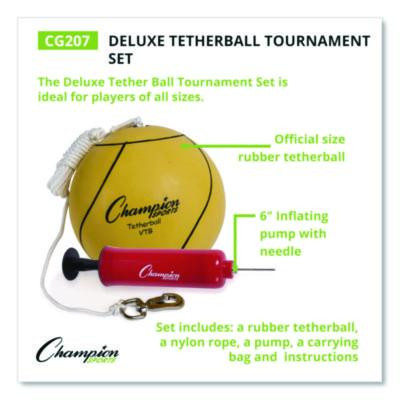 Deluxe Tetherball Tournament Set, Ball/24" Telescopic Poles/102" Cord/Carry Case/Pump/Needle