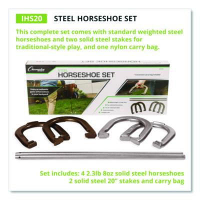Steel Horseshoe Set, (4) Horseshoes/(2) 20" Stakes/Nylon Carry Bag