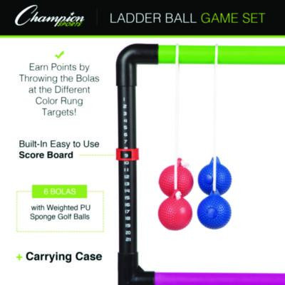 Ladder Ball Game Set, (2) 22" x 37.5" Ladders/(6) Bolas/Carry Bag