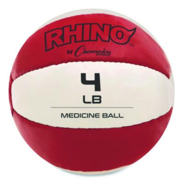 Rhino Leather Medicine Ball, 4 Lb, Red/White