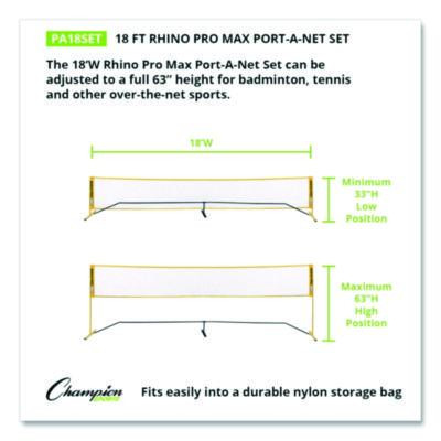 Rhino Port-A-Net Set, 36" To 60" x 18 Ft, 1" Dia Frame