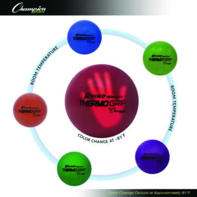 Rhino Skin Thermo Grip Dodgeball Set, Heat-Activated Color Change, 6.3" Diameter, Assorted Colors, 6/Set
