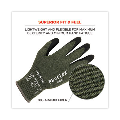 Proflex 7042 Ansi A4 Nitrile-Coated Cr Gloves, En388: 4X41D, 9" Long, Medium, Green, 12 Pairs