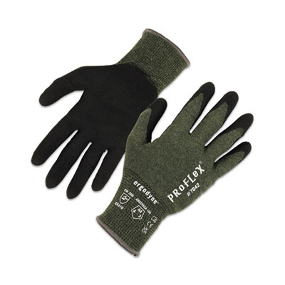 Proflex 7042 Ansi A4 Nitrile-Coated Cr Gloves, En388: 4X41D, 9" Long, Medium, Green, 12 Pairs